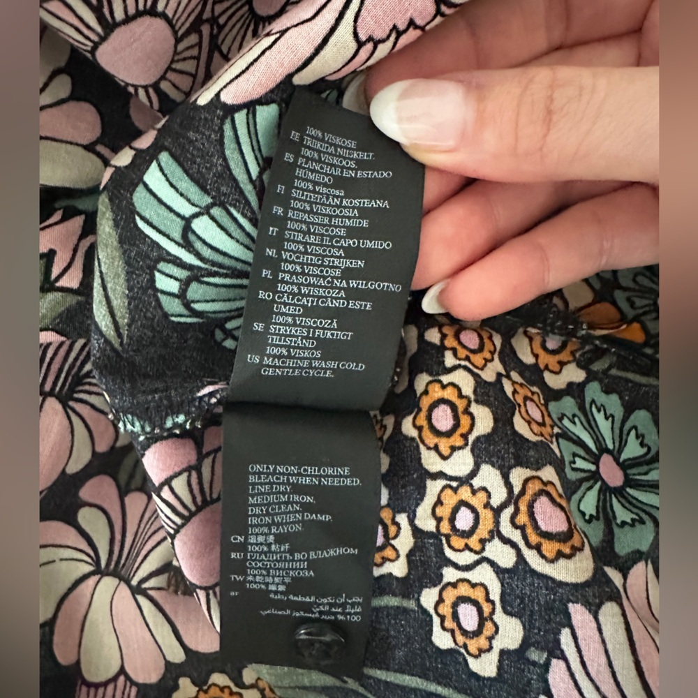 Monki Floral Tie-Waist Long Sleeve Dress Size M - Picture 10 of 10